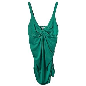 Y2K Charlotte Russe Ruched Top Womens M Green Stretch Night Out Clubwear